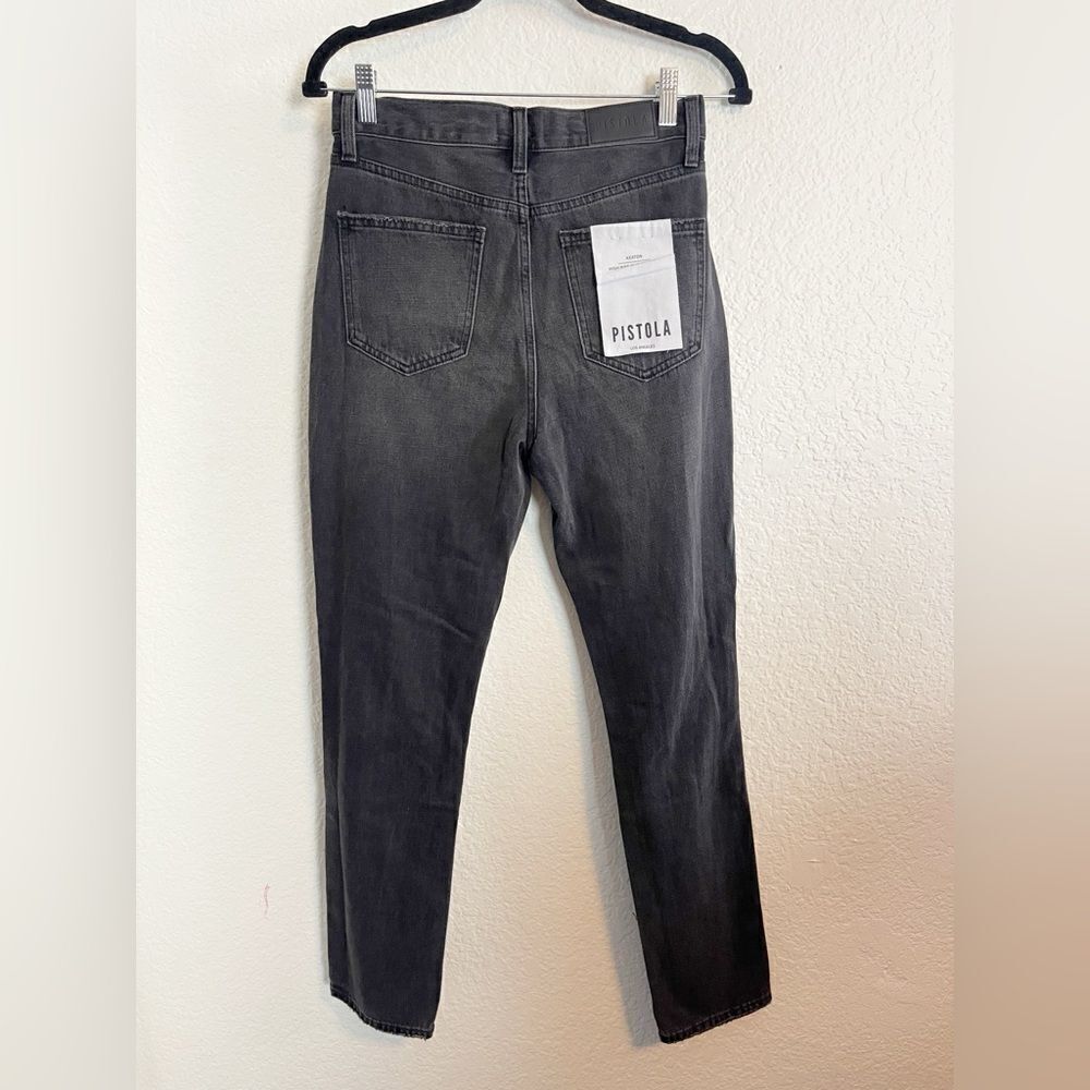 Pistola jeans Keaton High rise slim straight Black Distressed ripped knees 25 - Picture 4 of 8